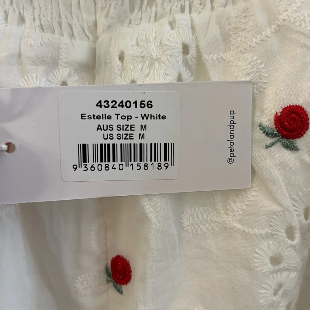 Petal and Pup White Sleeveless Top with Red Floral Embroidery - Picture 6 of 6